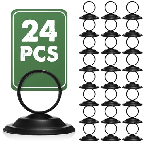 MotiMind 24 Pcs Table Number Holders-Metal Place Card Holders Table Number Stands Tabletop Sign Stands for Photos, Menu, Memo, Notes, Wedding, Restaurant, Banquet, Birthday(Black) - color: Black