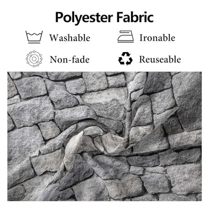 12x8ft Fabric Grey Stone Brick Wall Photography Backdrop Medieval Castle Wall Decor Kids Party Decorations Knight Themed Photo Booth Props Wallpaper - size: 12x8ft