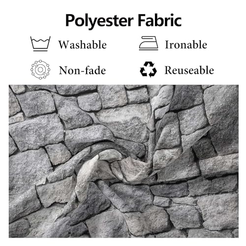 5x3ft Fabric Grey Stone Brick Wall Photography Backdrop Medieval Castle Wall Decor Kids Party Decorations Knight Themed Photo Booth Props Wallpaper - size: 5x3ft