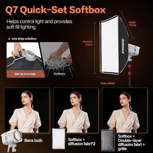 GODOX Light Kit, LE200Bi Continuous Output Lighting, Godox Lighting Kit with Quick Release Softbox, 280cm/ 9.18 FT Stand, 2800K-6500K, CRI 98+, Bluetooth/DMX Control for Studio, Filmmaking - size: White-2pcs Kit