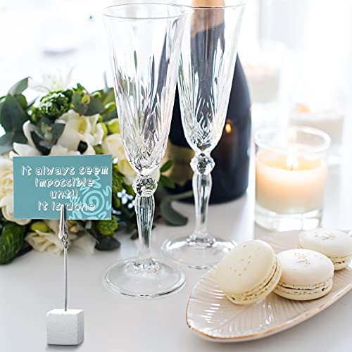 Gersoniel 20 Pcs Cube Base Memo Clip Holder with Alligator Clip Wood Table Number Holder Cube Base Place Card Stand Mini Photo Menu Stand for Displaying Number Card (White) - color: White
