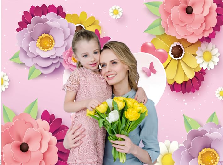 CHAIYA 10X8ft Mother's Day Background Pink Flower Love Background Festival Party Decoration Activity Gift Banner Photo Booth Photo Props CY-149 - size: 10′x8′