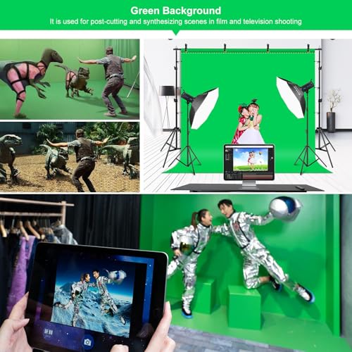 PULUZ Photo Background Support System with 9.5x6.5ft/300x200cm Backdrop Stand Kit, Portable greenscreen Background and Blue Red Backdrop for Photography, Video Shooting, Live Streaming, Party - size: 9.5x6.5 Ft Backdrop Kit