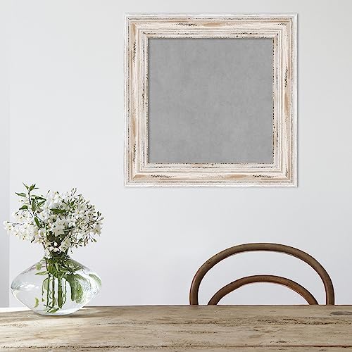 Amanti Art White Framed Magnetic Board 21x21 Small Vision Board for use with Magnets, 100% Metal Sheet to Display Items as Office Decor or for Home Organization in mudroom, Kitchen or Kids Room - color: Alexandria White Wash, size: 21"W x 21"H