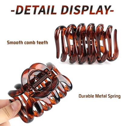 Octopus Hair Claw Clips for Thick Hair 3.6" Large Octopus Claw Clips for Women's Long Hair (2 Pcs, Brown&Dark Red) - color: Octopus glossy-2