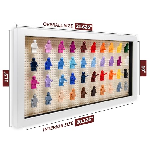 Figurine Display Case 10x20.125 White Shadow Box for Miniature Figures 10x20.125 White Wood Shadow Box with White Base to Display Up to 56 Block Figures - color: White With White Blacking, size: 10x20.125