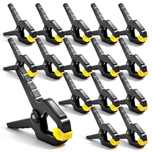 16 Pack Spring Clamps Heavy Duty - 3.5 Inch Wood Clamps for Woodworking, Spring Clips Clamp for Crafts,Photography Backdrop, Balloon Arch and More with Non-Slip Handles and Adjustable Jaw Pads,Yellow - size: Yellow-16 Pack