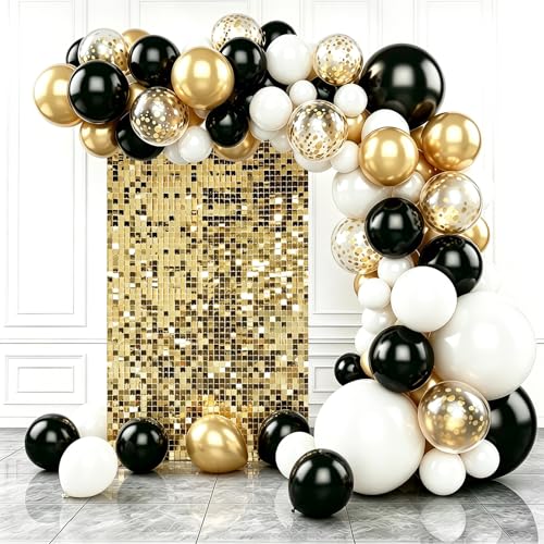 Light Gold Shimmer Wall Backdrop,Shiny Sequins,12Pcs Sequins Backdrop Panels, Glitter Bling Photo Background for Birthday Party Wedding Engagement Anniversary Graduation (Each 1FT², Total 12FT²) - color: Light Gold, size: 3 FT x 4 FT