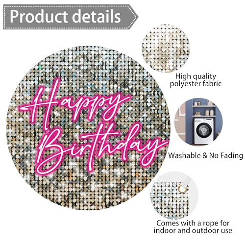 Birthday Party Backdrop 8X6 ft Large Photography Background for Girls Women Princess Theme Birthday Party Decoration,Party Photo Booth Banner Props Supplies Pink Neon Sign - size: 8X6 ft