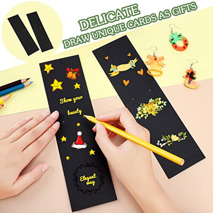 100 Pcs Standing Earring Display Cards Holders Paper Hanging Earring Packaging for Small Business Jewelry Packaging Supplies Selling DIY Retail Show Photography Props(Black) - color: Black