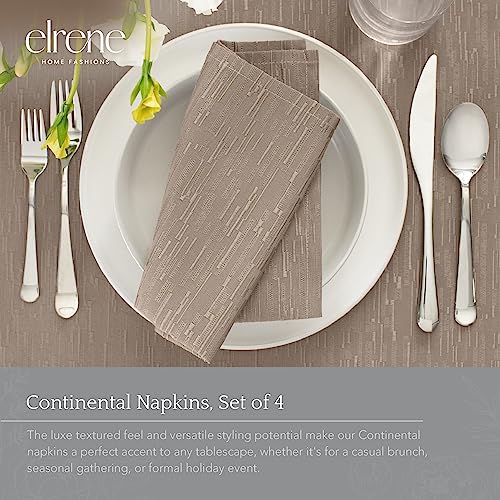 Elrene Home Fashions Continental Solid Texture Water and Stain Resistant Fabric Dining Napkins, Set of 4, 17"x17", Taupe - color: Taupe, size: 17" x 17" (Set of 4)