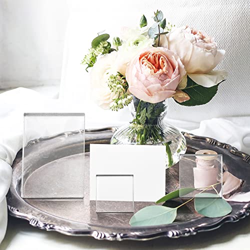 Amyhill 6 Pcs Acrylic Blocks Wedding Flat Lay Props Acrylic Styling Photography Clear Stamp Display Block Set Props Wedding for Scrapbooking Crafts(Square) - style: Square