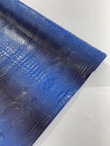 54” Wide Gator Two Tone Fake Leather Upholstery, 3-D Crocodile Skin Texture Faux Leather PVC Vinyl Fabric Sold by The Yard. (Royal Blue) - color: Royal Blue