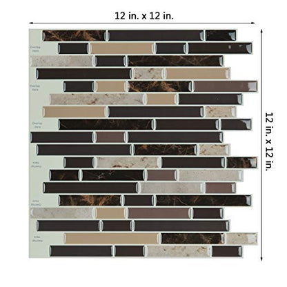 Art3d Self Adhesive Wall Tile (11.8 x 11.8inches,10 Tiles) Peel and Stick Backsplash for Kitchen, Bathroom - color: Brown Marlbe