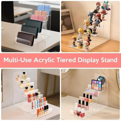 6-Tier Acrylic Purse Display Stand,Clear Wallet Display Organizer Handbag Stand Jewelry Shelf Plastic Perfume Stands Acrylic Shelf Risers Nail Polish Rack for Sunglasses Props Cosmetic Purse Handbag - size: 1PC