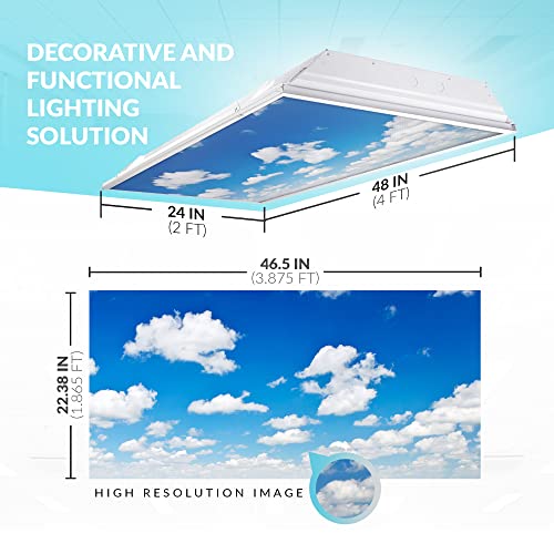 OCTO LIGHTS Fluorescent Light Covers Cloud Sky Panel for Ceiling Lights, Light Covers for Ceiling Lights Classroom 2x4 (22.38"x46.5") Backlit Film Insert for Fluorescent Light Fixtures (Pack of 1) - color: Breathtaking Stratus, size: 1pk