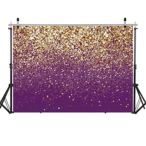 8x6ft Purple Bokeh Backdrop Birthday Gold Spots Bokeh Wedding Prom Graduation Photography Background X-78 - color: Purple gold, size: 8X6ft