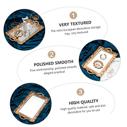 Alipis European Style Storage Tray Mirror Plate for Photography Props Gold Mirror Tray for Decor Perfume Holder