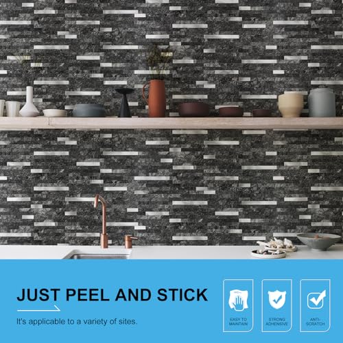 Peel and Stick Backsplash, 20-Sheet Peel and Stick Tiles 12.1" x 5.9" Stick on Backsplash PVC Wall Tile for Kitchen Fireplace