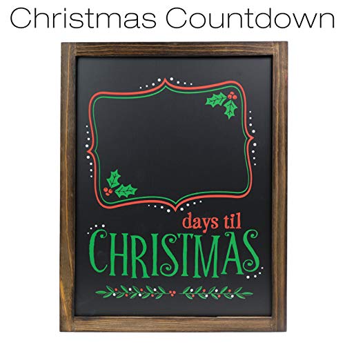 Excello Global Products Wooden Chalkboard 13 by 17 in Photo Frame Christmas Decoration with White Chalks, Version 1, Set of 2 Boards