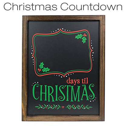 Excello Global Products Wooden Chalkboard 13 by 17 in Photo Frame Christmas Decoration with White Chalks, Version 1, Set of 2 Boards