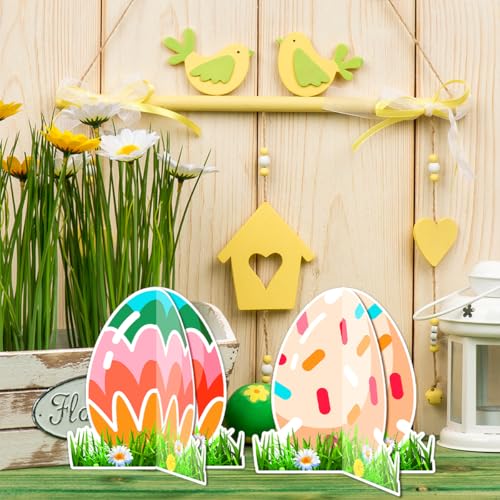 12 Pack Easter Bunny Egg Centerpieces - Happy Easter Table Decorations, Easter Day Birthday Anniversary Party Supplies, Premium Honeycomb Decor
