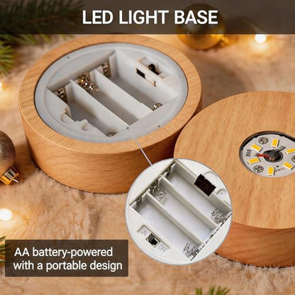 Battery Power Led Light Stand for 3D Crystal Art Glass,Warm Light,Wood,4 inch - color: Yellow