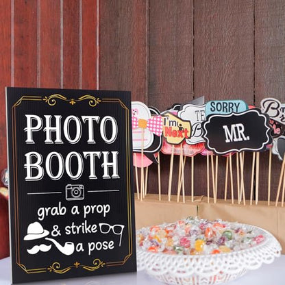 Happiness Photo Booth Sign with Stand Retro Background Table for Event Photography Props Desktop Decoration Party Supplies
