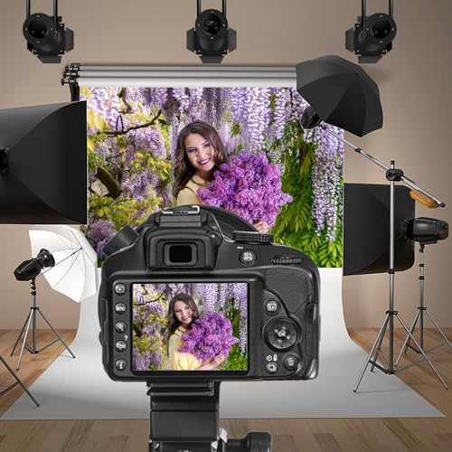 10x6.5ft Background for Purple Cirrus Pathway Photography Backdrop Violet Wisteria Purple Vine Wedding Ceremony Anniversary Honeymoon Birthday Children Adults Photo Studio Vinyl Props - size: 10x6.5ft