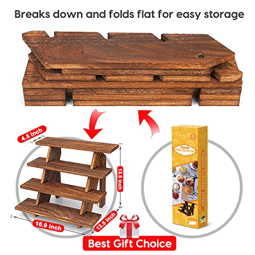 Manspdier Wooden Display Stand Wood Cupcake Stands Tool Free, Rustic Risers for Display Ideal Craft Funko Pop Shelves Table Display Stand for Vendors Wood Riser