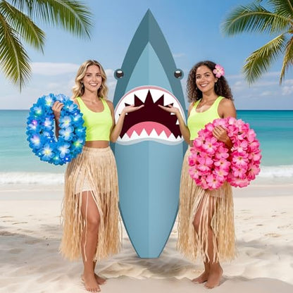 Yalikop 6 Ft Shark Surfboard Cardboard Cutout Stand Up Photo Prop - Summer Ocean Birthday Decorations Standee Shark Foam Board for Garden Yard Sign Decor Under The Sea Party Photography Background - style: Shark