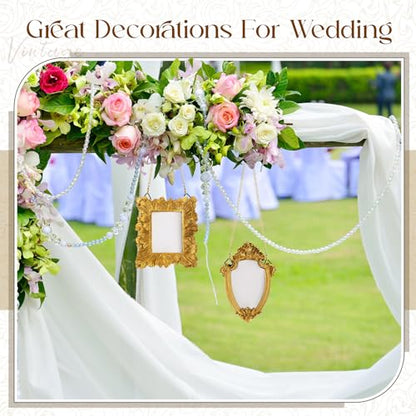 Weysat 10 Pcs Mini Hanging Gold Picture Frame Ornaments Small Hanging Antique Frame with Back and Chain Tiny Baroque Resin Picture Display for Home Wedding Holiday Christmas Tree (Classic Style) - style: Classic