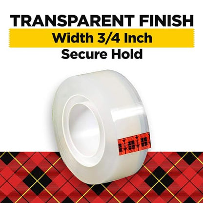 Scotch Transparent Tape, Clear Tape Engineered for Office and Home Use, 1 Inch Core 3/4 in x 1000 in, 3 Boxes (Pack of 2) - size: 3 Rolls (Pack of 2), style: 3 Rolls