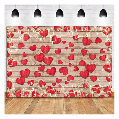 Vintage Rustic Wood Glitter Glow Red Love Heart Valentine's Day Theme Photography Backdrop Wedding Anniversary Bridal Shower Mother's Day Photo Background Couple Studio Shoot Props Supplies 10x8ft - size: 10x8 FT