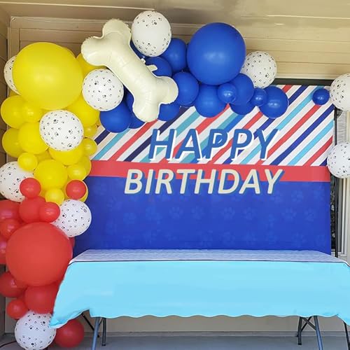 Dog Paw Balloons, 12 Inch Carnival Circus Balloons Red Yellow Blue and White Paw Print Puppy Balloons Colorful Confetti Latex Balloon for Dog Themed Birthday Party Decorations - color: Red Yellow Blue