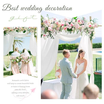Showgeous Cream White Wedding Arch Drapes, 4 Panels 28" x 19ft Chiffon Fabric Drapes for Ceremony, Reception, Party - color: Cream White, size: 28"W x 228"L (Pack of 4)