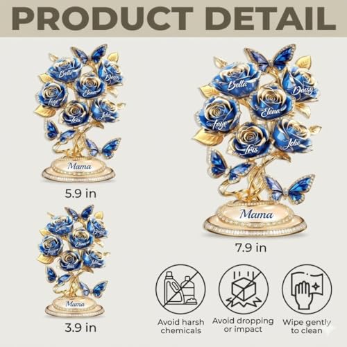 LOVELYPOD Personalized Mom 2D Acrylic Plaque, Custom Shape Rose Tree Holds A Piece Of Your Heart, Mom Birthday Gifts, Mothers Day Gift for Mama, Grandma, Mama Gifts from Kids, Gift for Family - color: Design #1