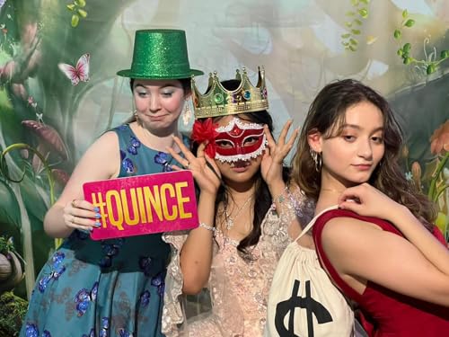 Quinceanera Photo Booth Props Kit by King Props | 40 Piece Teal Gold Mis Quince Anos Party Decorations | Sweet 16 Photo Booth Accessories