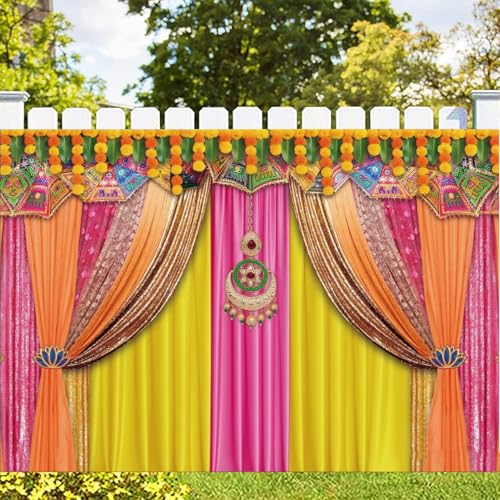 KYMY Happy Diwali Backdrop Decorations, India Festival Diwali Banner 70.9X43.3inch, Polyester Durable Festival of Lights Rangoli Photography Background for Indian Holiday Party Supplies Decor - color: Yellow