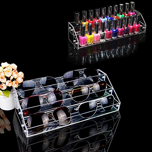 Acrylic Organizer Storage Case Brochure Display Holders for Essential Oil Cosmetic Dropper Bottle Condiment Nail Polish Paint Rack Shelves Fair Gifts Samples Showing Stand 2 Sets 2 Tiers Clear Plastic - size: 2 Sets 2 floor