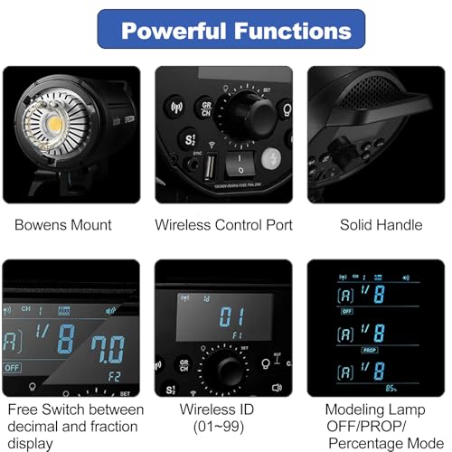 2pcs Godox DP400IIIV Studio Flash Kit for Photography,400Ws Strobe Professional Lighting with Tripod Stands,Bowens Mount Softbox,Umbrella Reflector,Carry Bag for Portrait Product Wedding Shooting