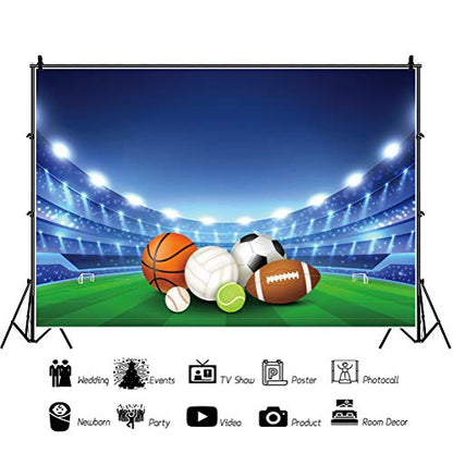 10x6.5ft All Stars Sports Backdrop - Outdoor Sports Theme Boy Kid Birthday Party Photography Background Stadium Field American Football Baseball Light School Game Banner Photo Studio Props - size: 10x6.5ft