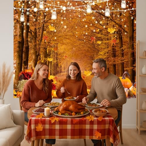 7x5ft Fall Forest Photography Backdrop Fall Harvest Backdrop Thanksgiving Background Pumpkin Decoration Party Backdrops Fall Photo Backdrop 185 - size: 7x5ft