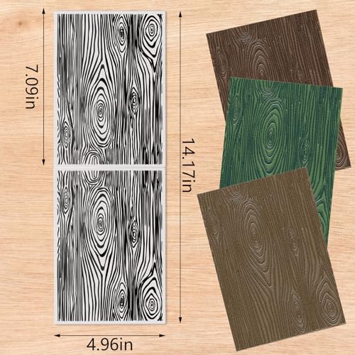 Glodecart Tree Annual Ring Background Embossing Folder, Plastic Textured Impressions Tree Wood Grain Embossing Folder Template for Card Making Scrapbooking Paper Craft Album Stamps DIY Décor