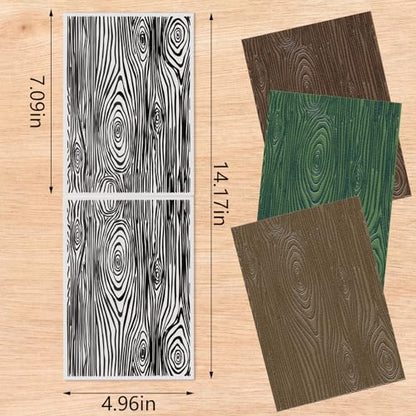 Tree Annual Ring Background Embossing Folder, Plastic Textured Impressions Tree Wood Grain Embossing Folder Template for Card Making Scrapbooking Paper Craft Album Stamps DIY Décor
