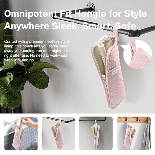 KarSyon Hot Tools Organizer Heat Resistant Mat Case Hair Tools Holder Travel Bag Portable Hair Styling Tools Cover Pouch for Curling Iron,Flat Iron,Hair Straightener (Pink) - color: Pink