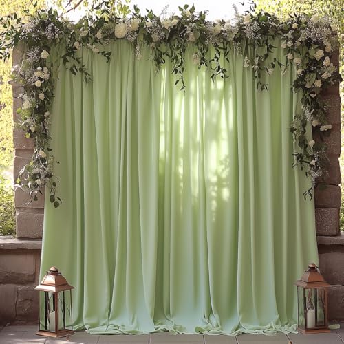 ESGOTBME 10x10ft Wrinkle Free Sage Green Backdrop Curtain for Parties Soft Fabric Drapes Wedding Curtain Backdrop for Birthday Party Decorations Background for Photography 5x10ft, 2 Panels - color: Sage Green, size: W5' X H10'(2 Panels)