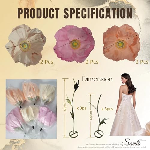 Giant Flowers For Backdrop 5.58ft Huge EVA Artificial Flowers, Wedding Decorations For Reception Artificial Spring Flowers Outdoor Party Decor Shop Window Flower Display Home Decor (6p*Multicolor) - color: 6p*multicolor