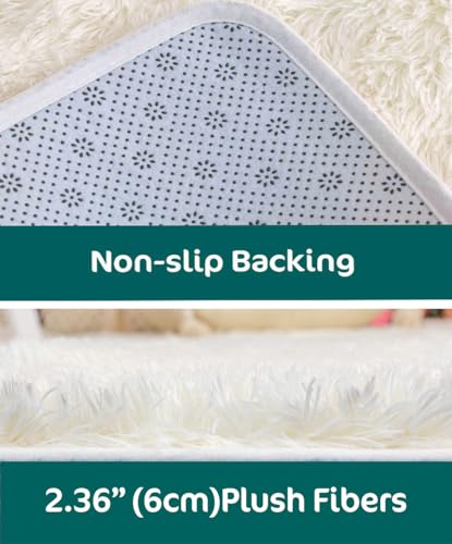 Kate Ultra-Soft Fluffy Faux Fur Rug Photography Mat for Product Photography, Flat Lay Background, Baby & Pet Photo Shoot Prop, Plush Shag Carpet for Bedroom, Living Room, Nursery - White, 5x10ft