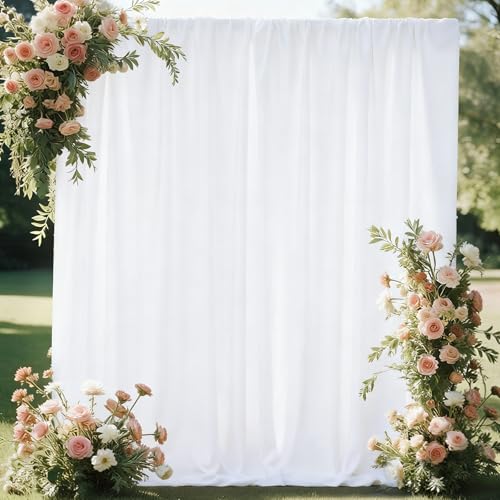 White Backdrop Curtains for Parties, White Photo Backdrop Curtain Wrinkle-Resistan Drapes Panels for Party Birthday Wedding Halloween Decoration Photography, 5x7FT, 2 Panels - color: White, size: 5x7FT(2 panels)